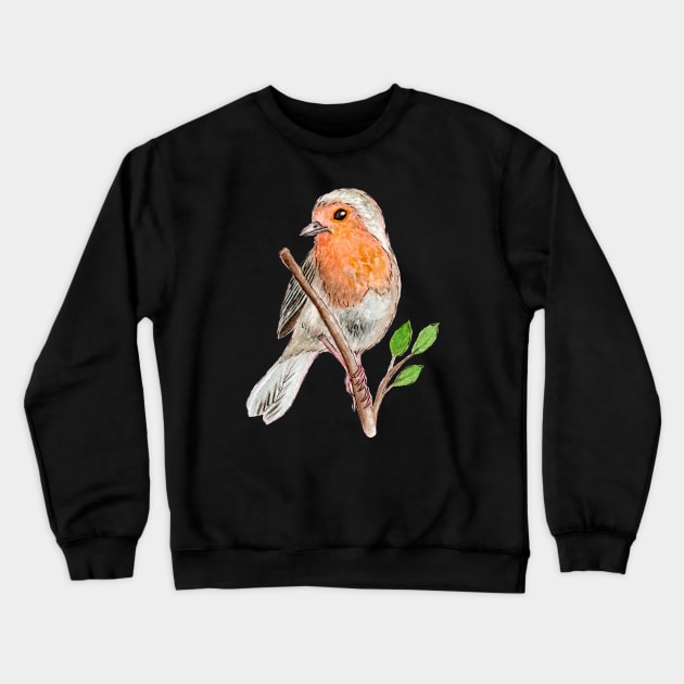 Robin Red Breast Bird Watercolor Crewneck Sweatshirt by IvyLilyArt